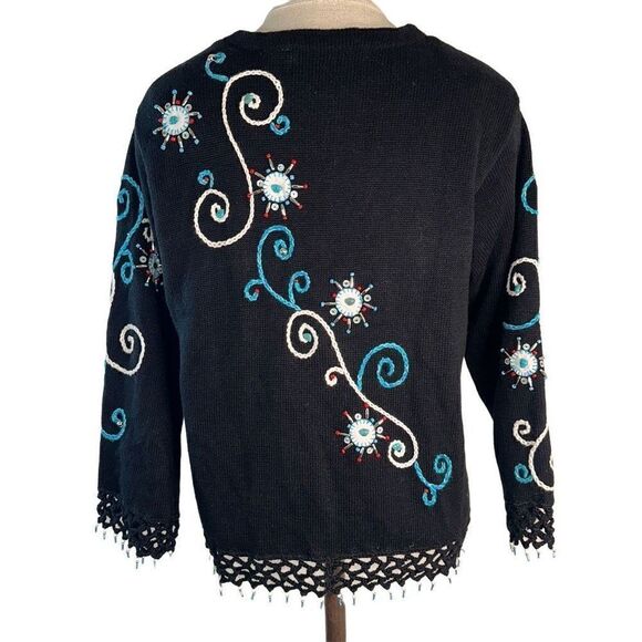 Vintage Design Options Phillip & Jane Gordon Womens Artsy Embroidered Cardigan - Picture 2 of 10